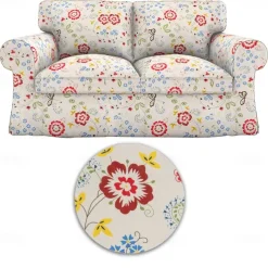 Loveseat 2 Seat Sofa Cover Floral Slipcover Tailored Fit 100% Cotton Soft and Durable Machine Washable for Easy Care LITB PRIME cover Ektcover