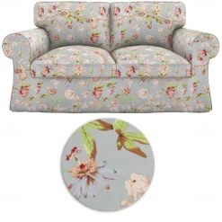 Loveseat 2 Seat Sofa Cover Floral Slipcover Tailored Fit 100% Cotton Soft and Durable Machine Washable for Easy Care LITB PRIME cover Ektcover