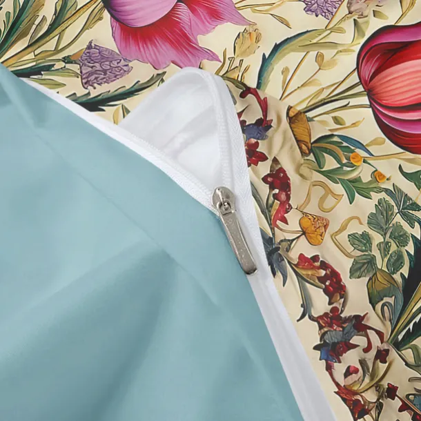 L.T.Home 100% Cotton Sateen Duvet Cover Set Reversible Premium 300 Thread Count Floral Elite Bedding Set Queen King Size