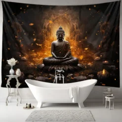 L.T.HOME Buddha Bohemian Hanging Tapestry Wall Art Large Tapestry Mural Decor Photograph Backdrop Blanket Curtain Home Bedroom Living Room Decoration Lotus