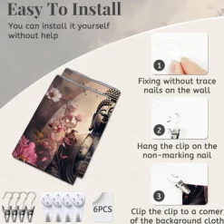 L.T.HOME Buddha Bohemian Hanging Tapestry Wall Art Large Tapestry Mural Decor Photograph Backdrop Blanket Curtain Home Bedroom Living Room Decoration Lotus