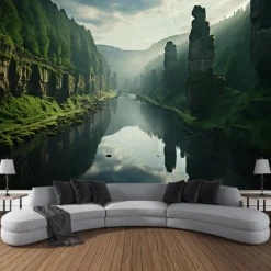 L.T.HOME Tree of Life Landscape Hanging Tapestry Wall Art Large Tapestry Mural Decor Photograph Backdrop Blanket Curtain Home Bedroom Living Room Decoration