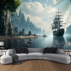 L.T.HOME Tree of Life Landscape Hanging Tapestry Wall Art Large Tapestry Mural Decor Photograph Backdrop Blanket Curtain Home Bedroom Living Room Decoration