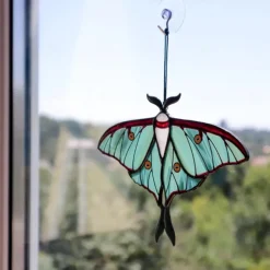 Luna Moth Stained Glass Window Hangings Mothers Day Gifts Birthday Gift For Mom Butterfly Stained Glass Suncatcher Garden Art