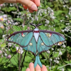 Luna Moth Stained Glass Window Hangings Mothers Day Gifts Birthday Gift For Mom Butterfly Stained Glass Suncatcher Garden Art