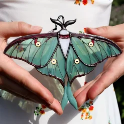 Luna Moth Stained Glass Window Hangings Mothers Day Gifts Birthday Gift For Mom Butterfly Stained Glass Suncatcher Garden Art