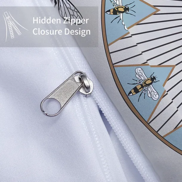 Luxury Geometric Color Block Abstract Bee 3-Piece Duvet Cover Sets Bedding Set - Elegant and Modern Design - Includes Duvet Cover and Pillowcases - Soft and High-Quality Fabric - Perfect for a Chic and Stylish Bedroom Look - Easy to Clean and Maintain