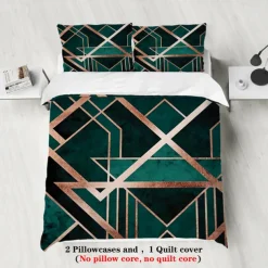 Luxury Geometric Color Block Abstract Bee 3-Piece Duvet Cover Sets Bedding Set - Elegant and Modern Design - Includes Duvet Cover and Pillowcases - Soft and High-Quality Fabric - Perfect for a Chic and Stylish Bedroom Look - Easy to Clean and Maintain