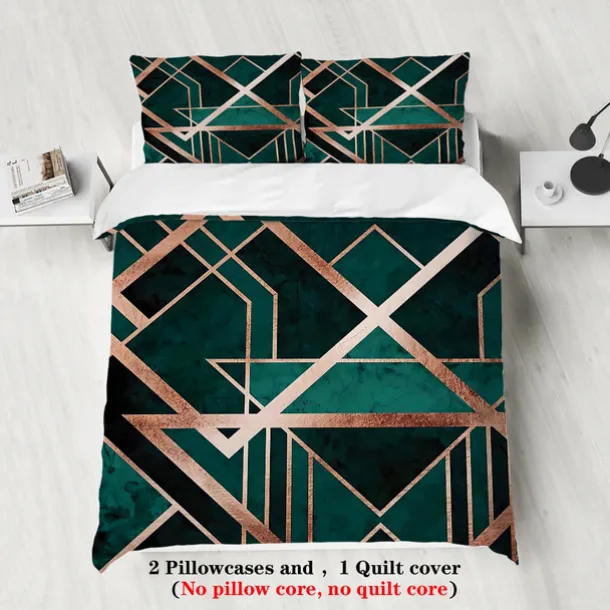 Luxury Geometric Color Block Abstract Bee 3-Piece Duvet Cover Sets Bedding Set - Elegant and Modern Design - Includes Duvet Cover and Pillowcases - Soft and High-Quality Fabric - Perfect for a Chic and Stylish Bedroom Look - Easy to Clean and Maintain