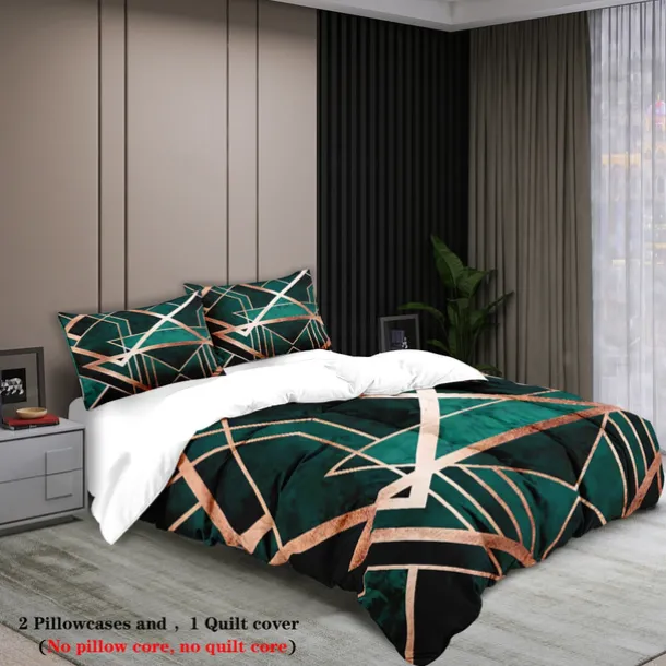 Luxury Geometric Color Block Abstract Bee 3-Piece Duvet Cover Sets Bedding Set - Elegant and Modern Design - Includes Duvet Cover and Pillowcases - Soft and High-Quality Fabric - Perfect for a Chic and Stylish Bedroom Look - Easy to Clean and Maintain