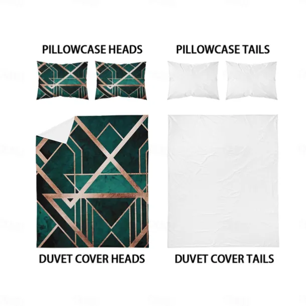 Luxury Geometric Color Block Abstract Bee 3-Piece Duvet Cover Sets Bedding Set - Elegant and Modern Design - Includes Duvet Cover and Pillowcases - Soft and High-Quality Fabric - Perfect for a Chic and Stylish Bedroom Look - Easy to Clean and Maintain