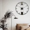 Luxury Large Wall Clock Modern Design Silent Wall Clocks Home Decor Black Metal Watches Living Room Decoration