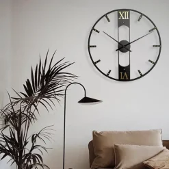 Luxury Large Wall Clock Modern Design Silent Wall Clocks Home Decor Black Metal Watches Living Room Decoration
