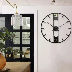 Luxury Large Wall Clock Modern Design Silent Wall Clocks Home Decor Black Metal Watches Living Room Decoration