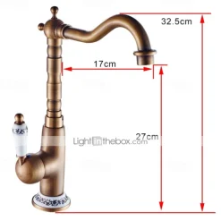 Luxury Retro Style Utility Sink Laundry Faucet, Centerset High Arc One Ceramic Handle One Hole Wash Basin Tap with Hot and Cold Water Switch, Laundry Tub Pot Filler Commercial Faucet in Antique Brass
