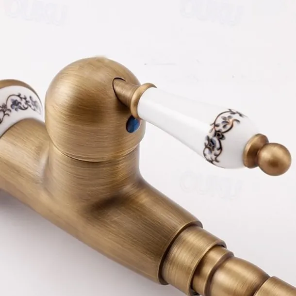 Luxury Retro Style Utility Sink Laundry Faucet, Centerset High Arc One Ceramic Handle One Hole Wash Basin Tap with Hot and Cold Water Switch, Laundry Tub Pot Filler Commercial Faucet in Antique Brass