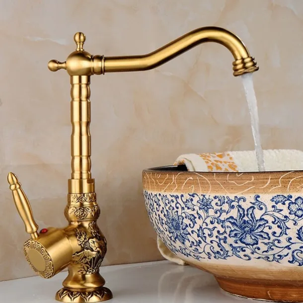 Luxury Retro Style Utility Sink Laundry Faucet with Pop Up Drain, Centerset High Arc One Handle One Hole Wash Basin Tap with Hot and Cold Water Switch, Laundry Tub Pot Filler Commercial Faucet