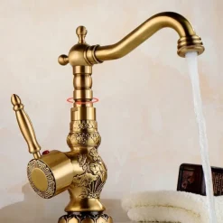 Luxury Retro Style Utility Sink Laundry Faucet with Pop Up Drain, Centerset High Arc One Handle One Hole Wash Basin Tap with Hot and Cold Water Switch, Laundry Tub Pot Filler Commercial Faucet