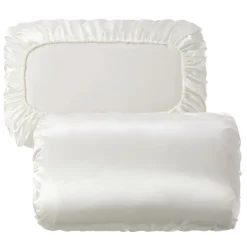 Luxury Satin Pillowcase for Hair Standard Satin Pillowcase with Elastic Band, Pillowcase Set of 2 Suit