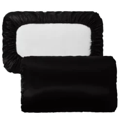 Luxury Satin Pillowcase for Hair Standard Satin Pillowcase with Elastic Band, Pillowcase Set of 2 Suit