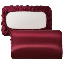 Luxury Satin Pillowcase for Hair Standard Satin Pillowcase with Elastic Band, Pillowcase Set of 2 Suit