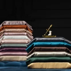 Luxury Satin Pillowcase for Hair Standard Satin Pillowcase with Elastic Band, Pillowcase Set of 2 Suit