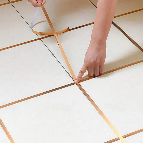 50m/166 Ft Tile Stickers Decorative Floor Wall Sticker Foil Line Peel and Stick Adhesive Waterproof Gap Cover for Kitchen Bathroom Living Room Bedroom