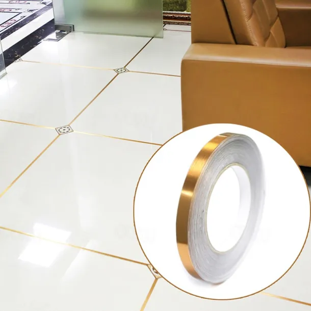 50m/166 Ft Tile Stickers Decorative Floor Wall Sticker Foil Line Peel and Stick Adhesive Waterproof Gap Cover for Kitchen Bathroom Living Room Bedroom