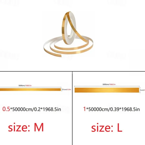 50m/166 Ft Tile Stickers Decorative Floor Wall Sticker Foil Line Peel and Stick Adhesive Waterproof Gap Cover for Kitchen Bathroom Living Room Bedroom