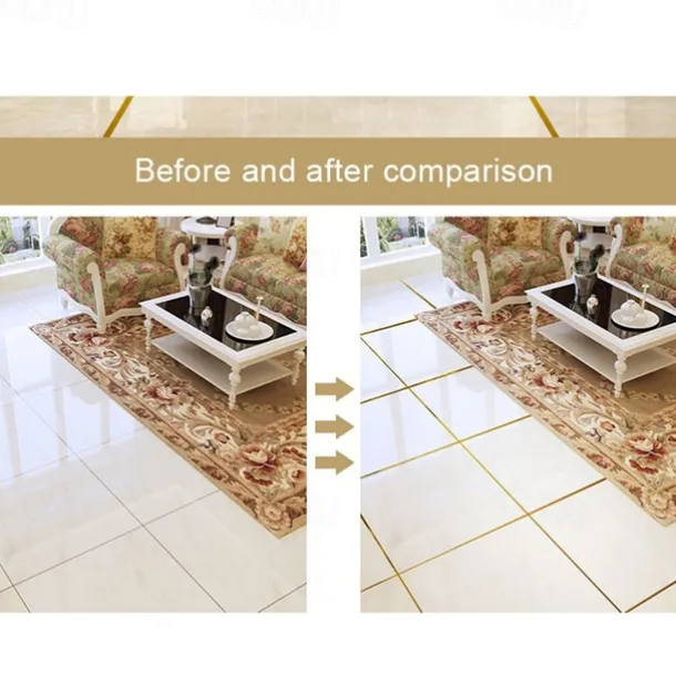 50m/166 Ft Tile Stickers Decorative Floor Wall Sticker Foil Line Peel and Stick Adhesive Waterproof Gap Cover for Kitchen Bathroom Living Room Bedroom