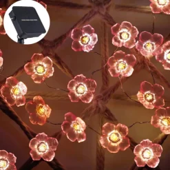 4M 40LED Solar Cherry Blossom Mushroom Hazelnut Copper Wire String Lights Outdoor Waterproof Christmas Thanksgiving Garden Party Balcony Home Decoration