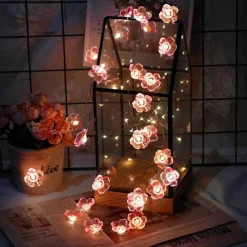 4M 40LED Solar Cherry Blossom Mushroom Hazelnut Copper Wire String Lights Outdoor Waterproof Christmas Thanksgiving Garden Party Balcony Home Decoration