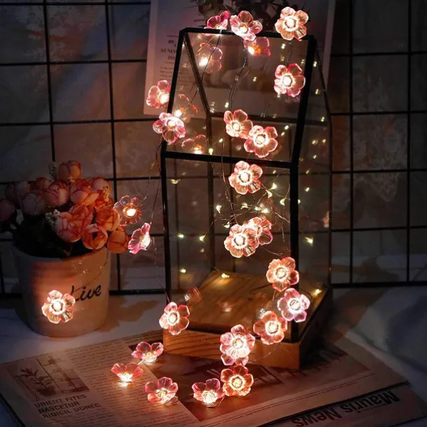 4M 40LED Solar Cherry Blossom Mushroom Hazelnut Copper Wire String Lights Outdoor Waterproof Christmas Thanksgiving Garden Party Balcony Home Decoration