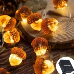 4M 40LED Solar Cherry Blossom Mushroom Hazelnut Copper Wire String Lights Outdoor Waterproof Christmas Thanksgiving Garden Party Balcony Home Decoration