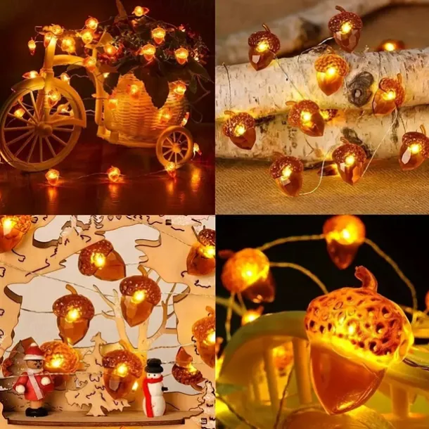 4M 40LED Solar Cherry Blossom Mushroom Hazelnut Copper Wire String Lights Outdoor Waterproof Christmas Thanksgiving Garden Party Balcony Home Decoration