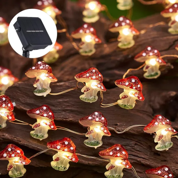 4M 40LED Solar Cherry Blossom Mushroom Hazelnut Copper Wire String Lights Outdoor Waterproof Christmas Thanksgiving Garden Party Balcony Home Decoration