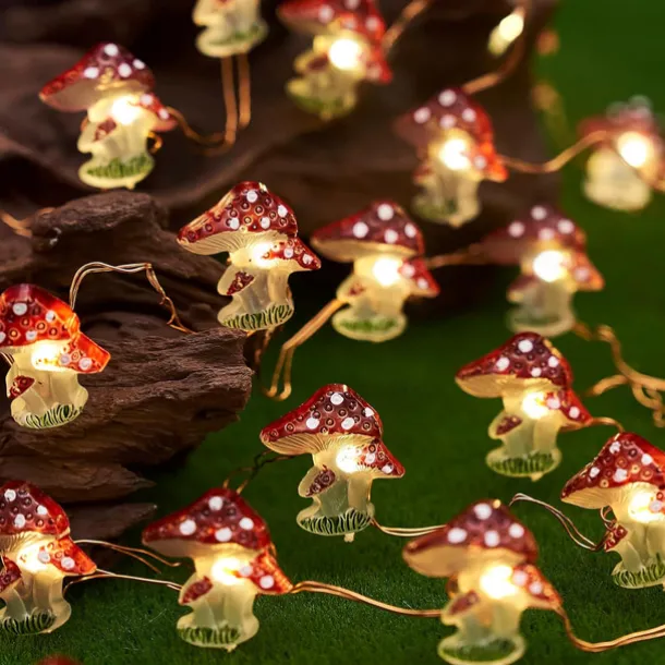 4M 40LED Solar Cherry Blossom Mushroom Hazelnut Copper Wire String Lights Outdoor Waterproof Christmas Thanksgiving Garden Party Balcony Home Decoration