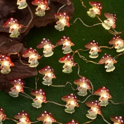 4M 40LED Solar Cherry Blossom Mushroom Hazelnut Copper Wire String Lights Outdoor Waterproof Christmas Thanksgiving Garden Party Balcony Home Decoration