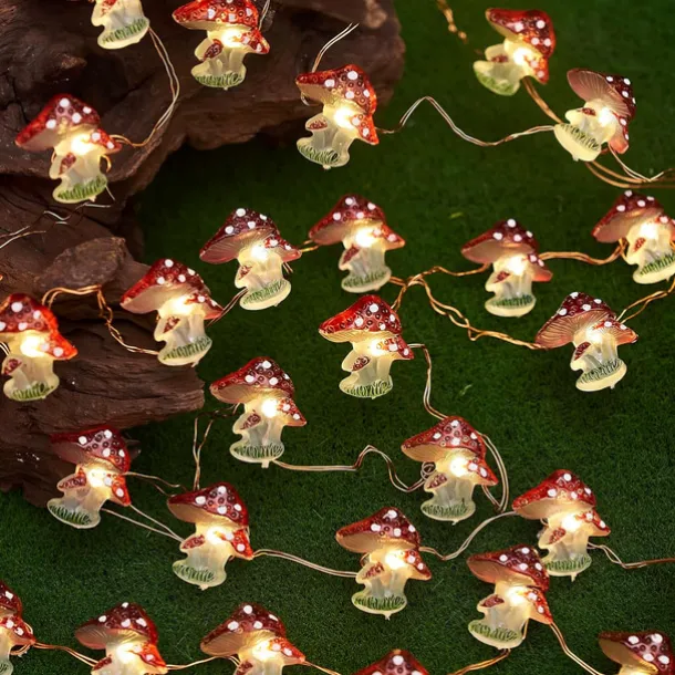 4M 40LED Solar Cherry Blossom Mushroom Hazelnut Copper Wire String Lights Outdoor Waterproof Christmas Thanksgiving Garden Party Balcony Home Decoration