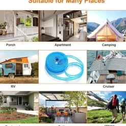 3-10m Windproof Clothesline Camping Clothesline Durable Travel Clothes Line Rope Portable Clothes Drying Line Heavy Duty Laundry Line Length Adjustable Non-slip Clothing Line Outdoor Indoor