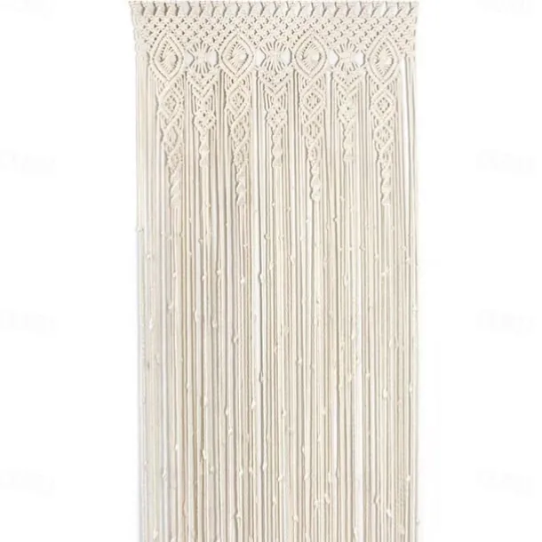 Macrame Hanging Curtain Decor Boho Long Hanging Fringe Chic Door Divider Curtains Handmade Crochet Tapestries Drapes Decorations for Living Room Windows Dorm Apartment Baby Shower Party