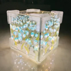 Magic Cube Tulip Mirror Night Light: Creative Room Decoration Mirror Perfect for Mother's Day, Valentine's Day, Birthdays, or Any Special Occasion for Gifting to Moms, Girlfriends, Daughters