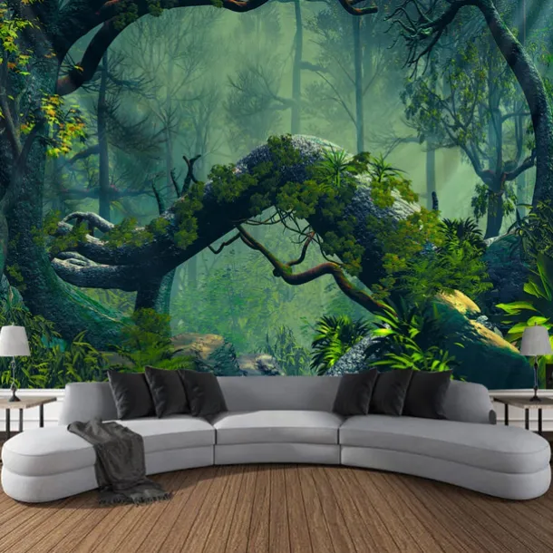 Magic Forest Landscape Wall Tapestry Art Decor Photograph Backdrop Blanket Curtain Hanging Home Bedroom Living Room Decoration