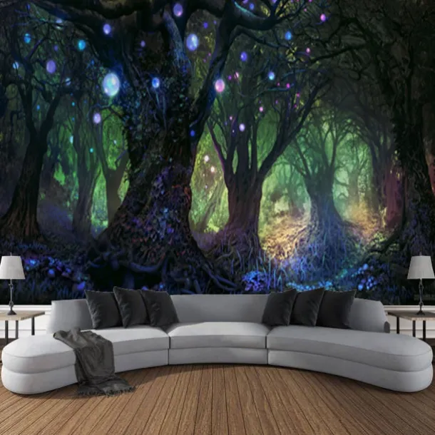 Magic Forest Landscape Wall Tapestry Art Decor Photograph Backdrop Blanket Curtain Hanging Home Bedroom Living Room Decoration