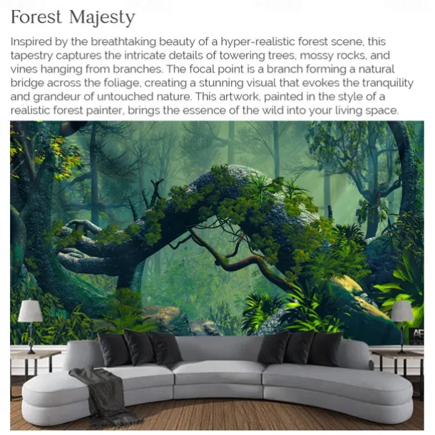 Magic Forest Landscape Wall Tapestry Art Decor Photograph Backdrop Blanket Curtain Hanging Home Bedroom Living Room Decoration