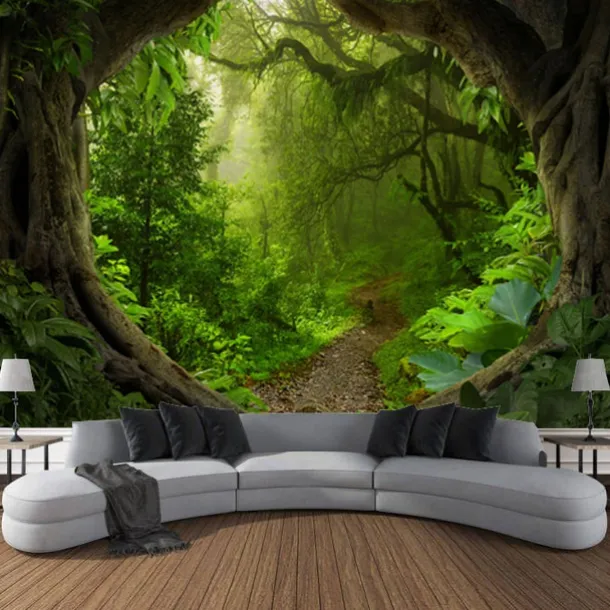Magic Forest Landscape Wall Tapestry Art Decor Photograph Backdrop Blanket Curtain Hanging Home Bedroom Living Room Decoration