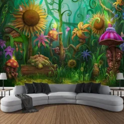 Magic Forest Landscape Wall Tapestry Art Decor Photograph Backdrop Blanket Curtain Hanging Home Bedroom Living Room Decoration