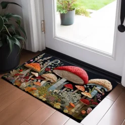 Magic Mushroom Forest Doormat Floor Mats Washable Rugs Kitchen Mat Non-Slip Oil Proof Rug Indoor Outdoor Mat Bedroom Decor Bathroom Mat Entrance Rug