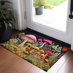 Magic Mushroom Forest Doormat Floor Mats Washable Rugs Kitchen Mat Non-Slip Oil Proof Rug Indoor Outdoor Mat Bedroom Decor Bathroom Mat Entrance Rug