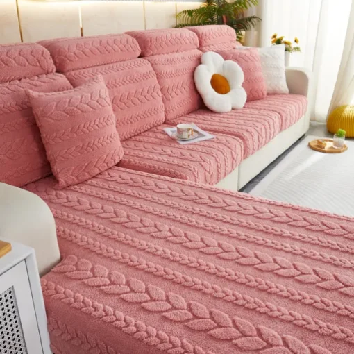 Magic Sofa Cover Stretch Jacquard Velvet Sofa Seat Couch Cushion Slipcovers, Anti-Slip Furniture Protector for Sectional 1/2/3/4 Seat Cover,L Shape Sofa Covers, Chaise Lounge Sofa Slipcover